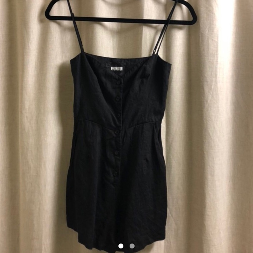 Reformation Black Linen Romper